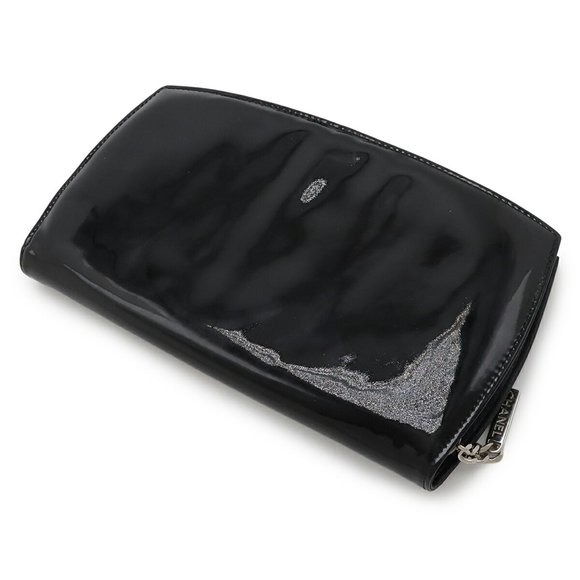 CHANEL Authentic Black Leather Logo Wallet - Picture 3 of 10